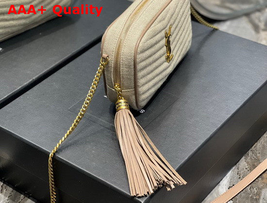 Saint Laurent Lou Mini Bag in Linen Canvas and Leather Taupe Replica