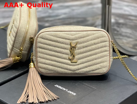 Saint Laurent Lou Mini Bag in Linen Canvas and Leather Taupe Replica