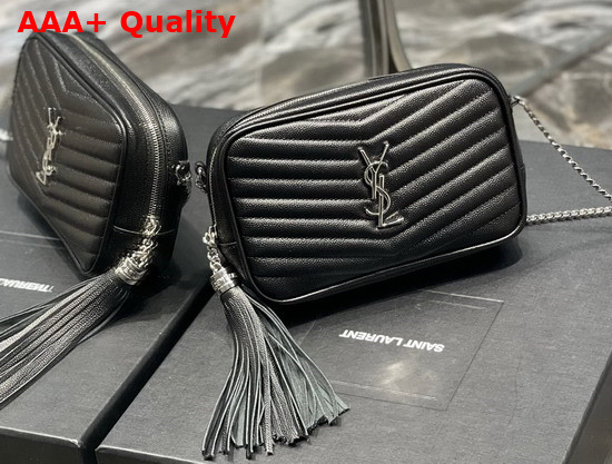 Saint Laurent Lou Mini Bag in Quilted Grain de Poudre Embossed Leather Black Replica