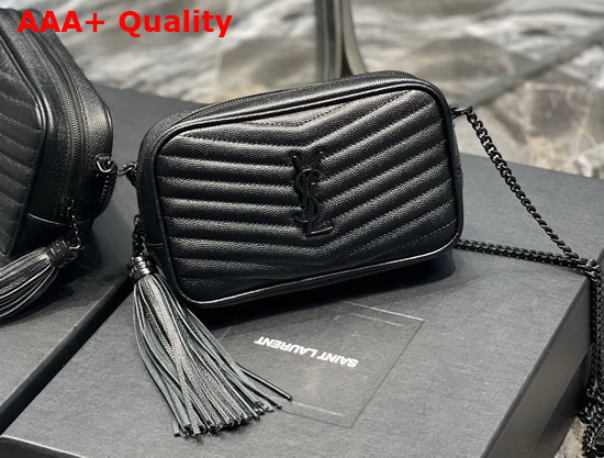 Saint Laurent Lou Mini Bag in Quilted Grain de Poudre Embossed Leather Black Replica