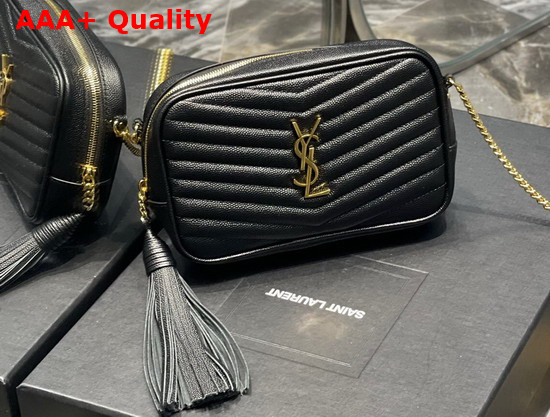 Saint Laurent Lou Mini Bag in Quilted Grain de Poudre Embossed Leather Black Replica