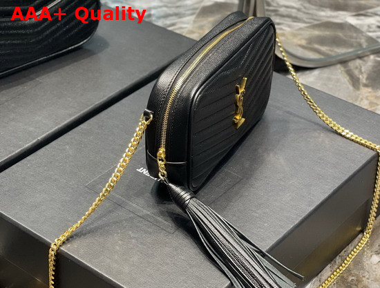 Saint Laurent Lou Mini Bag in Quilted Grain de Poudre Embossed Leather Black Replica