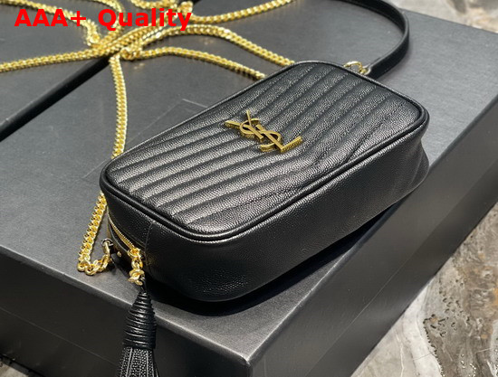 Saint Laurent Lou Mini Bag in Quilted Grain de Poudre Embossed Leather Black Replica