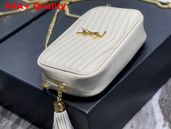 Saint Laurent Lou Mini Bag in Quilted Grain de Poudre Embossed Leather Blanc Vintage Replica