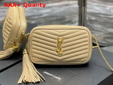 Saint Laurent Lou Mini Bag in Quilted Grain de Poudre Embossed Leather Dark Beige Replica