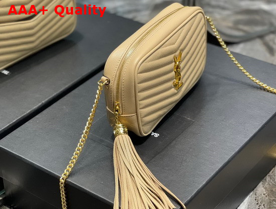 Saint Laurent Lou Mini Bag in Quilted Grain de Poudre Embossed Leather Dark Beige Replica