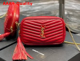 Saint Laurent Lou Mini Bag in Red Quilted Grain de Poudre Embossed Leather Replica