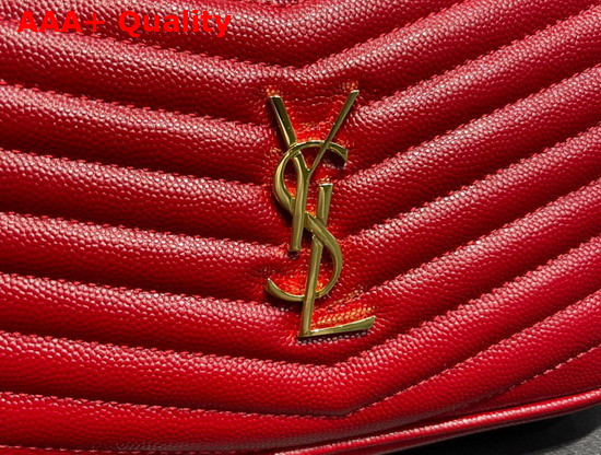 Saint Laurent Lou Mini Bag in Red Quilted Grain de Poudre Embossed Leather Replica