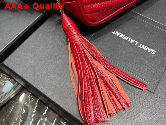 Saint Laurent Lou Mini Bag in Red Quilted Grain de Poudre Embossed Leather Replica