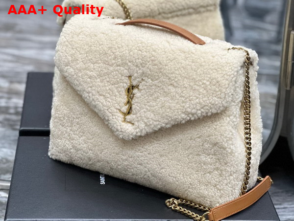 Saint Laurent Loulou Medium Chain Bag in Beige Shearling Replica