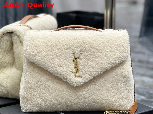 Saint Laurent Loulou Medium Chain Bag in Beige Shearling Replica