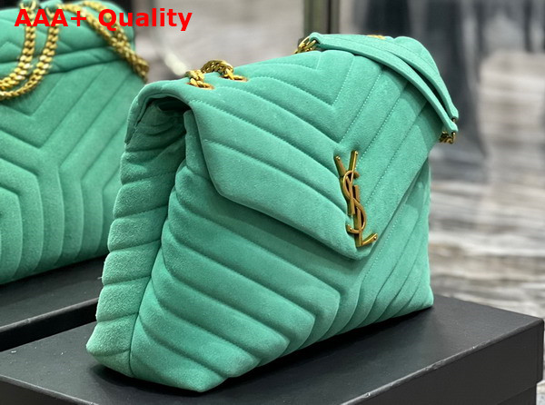 Saint Laurent Loulou Medium Chain Bag in Green Matelasse Y Suede Replica