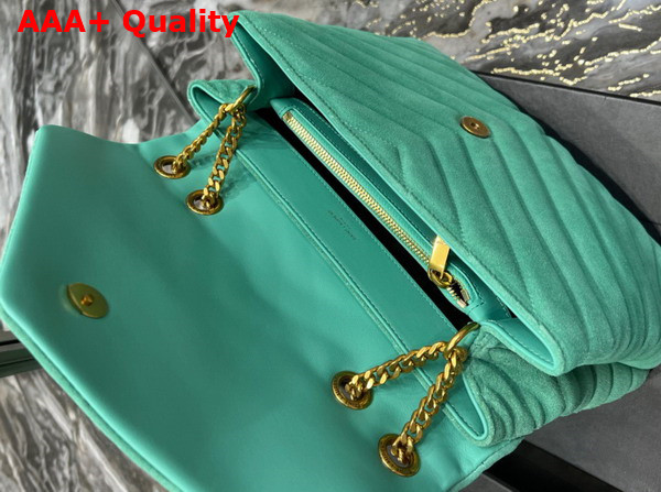 Saint Laurent Loulou Medium Chain Bag in Green Matelasse Y Suede Replica