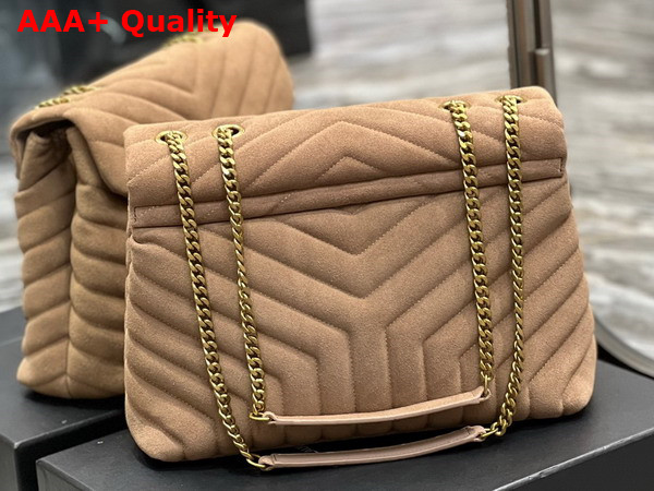 Saint Laurent Loulou Medium Chain Bag in Taupe Quilted Y Suede Replica