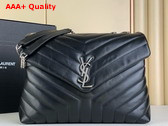 Saint Laurent Loulou Medium in Black Quilted Leather Nickel Oxide Hardware Replica