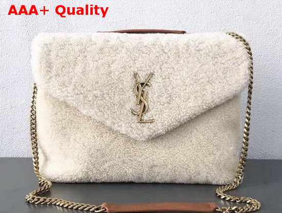 Saint Laurent Loulou Medium in Shearling Ivory Replica