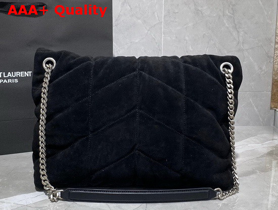 Saint Laurent Loulou Puffer Medium Bag in Black Quilted Suede and Lambskin Replica