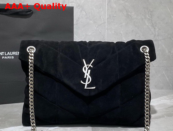 Saint Laurent Loulou Puffer Medium Bag in Black Quilted Suede and Lambskin Replica