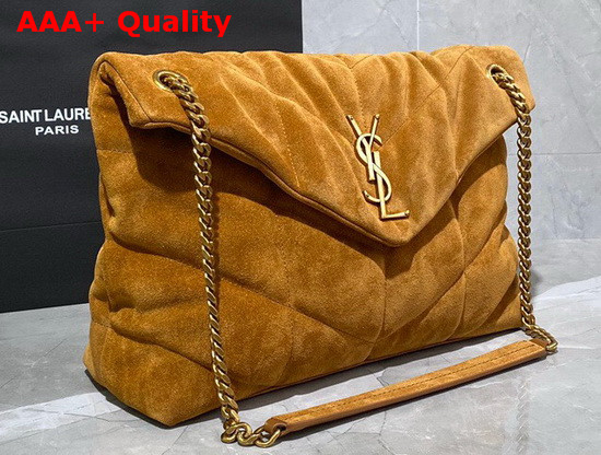 Saint Laurent Loulou Puffer Medium Bag in Cinnamon Quilted Suede and Lambskin Replica