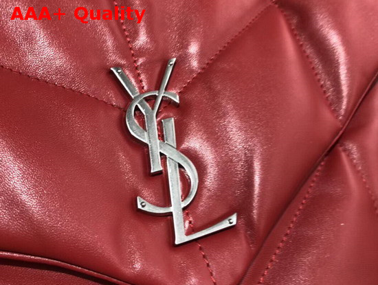 Saint Laurent Loulou Puffer Medium Bag in Red Quilted Lambskin with Brushed Silver Toned Metal Hardware Replica