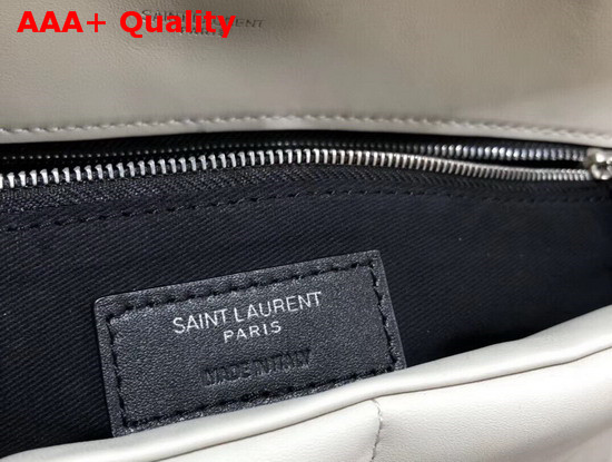 Saint Laurent Loulou Puffer Medium Bag in White Quilted Lambskin with Brushed Silver Toned Metal Hardware Replica