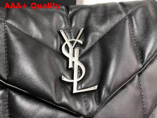 Saint Laurent Loulou Puffer Small Bag in Black Quilted Lambskin with Brushed Silver Toned Metal Hardware Replica