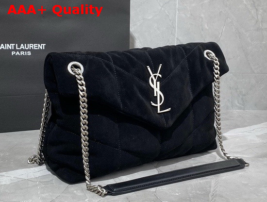 Saint Laurent Loulou Puffer Small Bag in Black Quilted Suede and Lambskin Replica