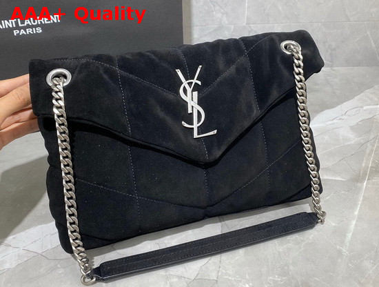 Saint Laurent Loulou Puffer Small Bag in Black Quilted Suede and Lambskin Replica