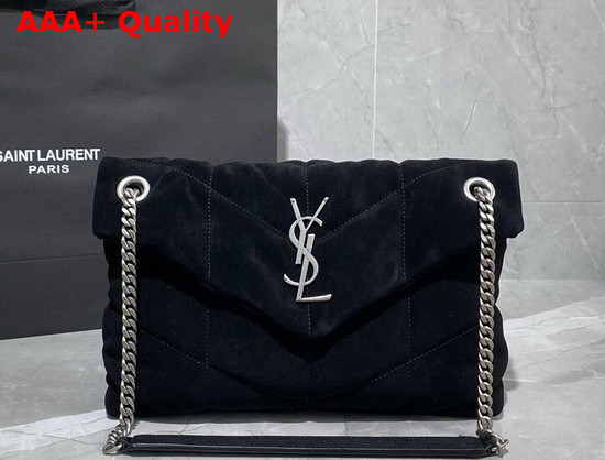 Saint Laurent Loulou Puffer Small Bag in Black Quilted Suede and Lambskin Replica