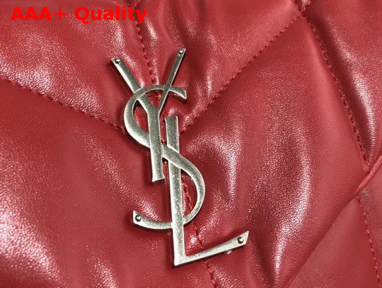 Saint Laurent Loulou Puffer Small Bag in Red Quilted Lambskin with Brushed Silver Toned Metal Hardware Replica