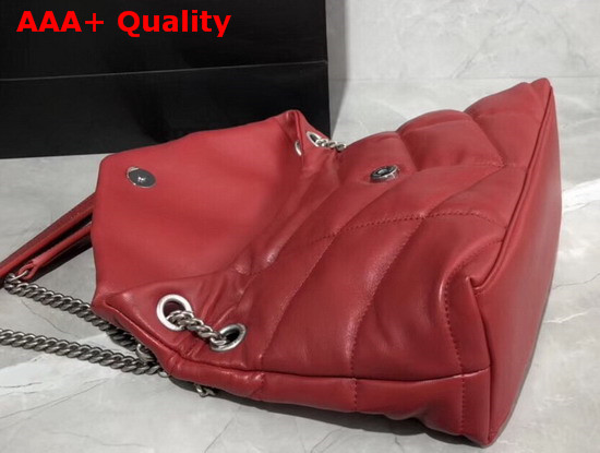 Saint Laurent Loulou Puffer Small Bag in Red Quilted Lambskin with Brushed Silver Toned Metal Hardware Replica