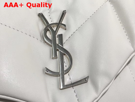 Saint Laurent Loulou Puffer Small Bag in White Quilted Lambskin with Brushed Silver Toned Metal Hardware Replica