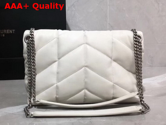 Saint Laurent Loulou Puffer Small Bag in White Quilted Lambskin with Brushed Silver Toned Metal Hardware Replica