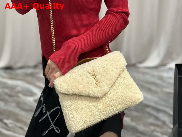 Saint Laurent Loulou Small Chain Bag in Beige Shearling Replica