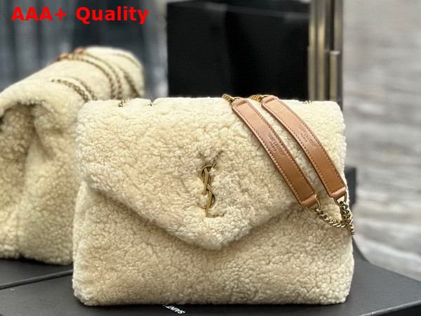 Saint Laurent Loulou Small Chain Bag in Beige Shearling Replica