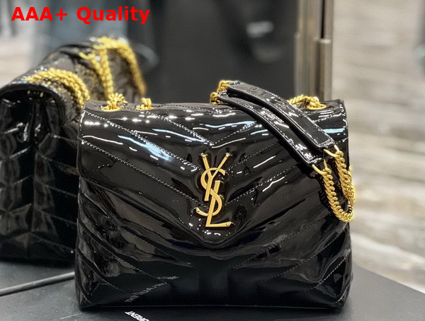 Saint Laurent Loulou Small Chain Bag in Black Quilted Y Patent Leather Replica