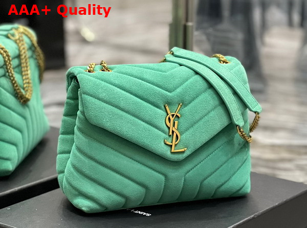 Saint Laurent Loulou Small Chain Bag in Green Matelasse Y Suede Replica