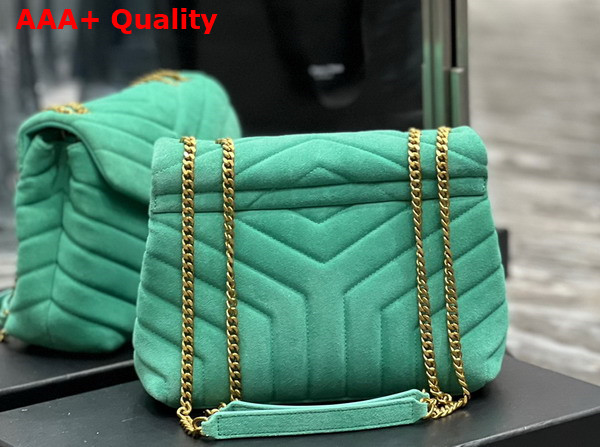 Saint Laurent Loulou Small Chain Bag in Green Matelasse Y Suede Replica