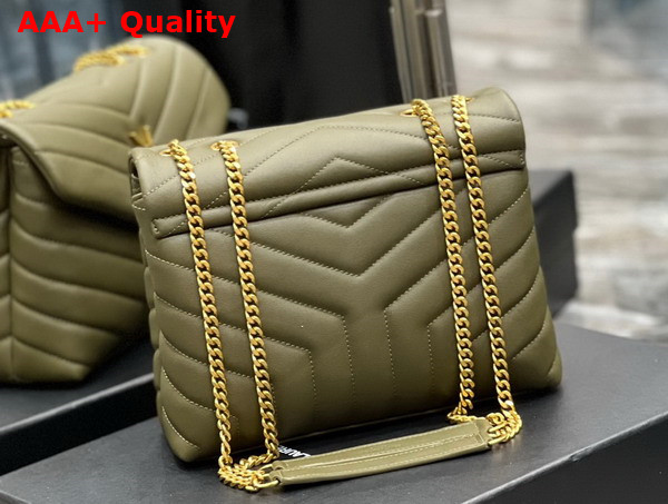 Saint Laurent Loulou Small Chain Bag in Grey Khaki Quilted Y Leather Replica