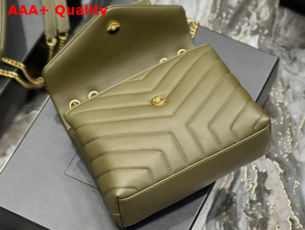 Saint Laurent Loulou Small Chain Bag in Grey Khaki Quilted Y Leather Replica