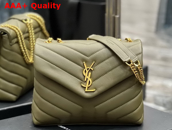 Saint Laurent Loulou Small Chain Bag in Grey Khaki Quilted Y Leather Replica