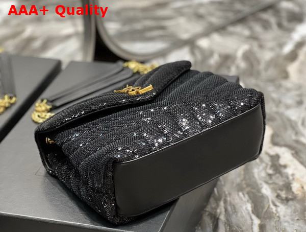 Saint Laurent Loulou Small Chain Bag in Quilted Y Leather Satin and Sequins Noir Replica