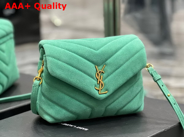 Saint Laurent Loulou Toy Strap Bag in Green Matelasse Y Suede Replica