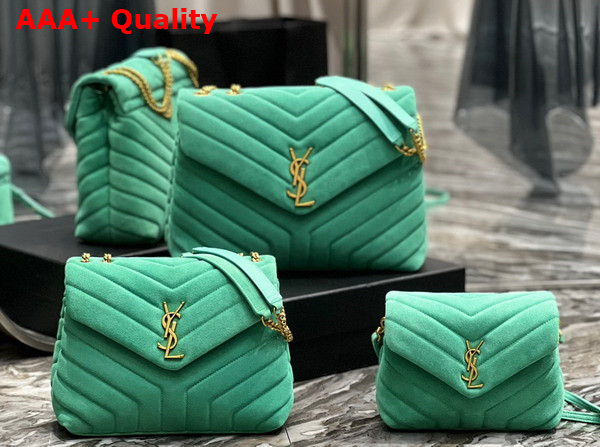 Saint Laurent Loulou Toy Strap Bag in Green Matelasse Y Suede Replica