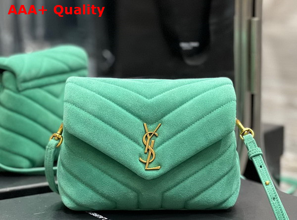 Saint Laurent Loulou Toy Strap Bag in Green Matelasse Y Suede Replica