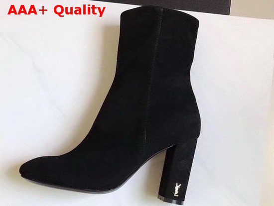 Saint Laurent Loulou Zipped Ankle Boot in Black Suede Replica