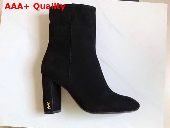 Saint Laurent Loulou Zipped Ankle Boot in Black Suede Replica