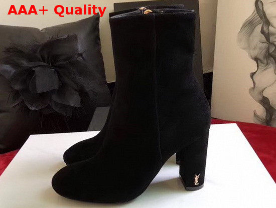 Saint Laurent Loulou Zipped Ankle Boot in Black Suede Replica