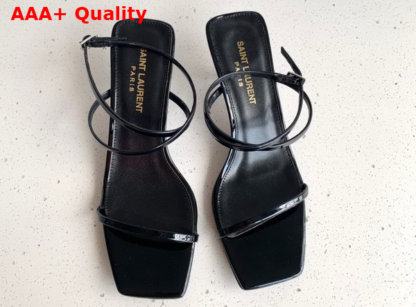 Saint Laurent Low Heel Sandal in Black Patent Leather Replica