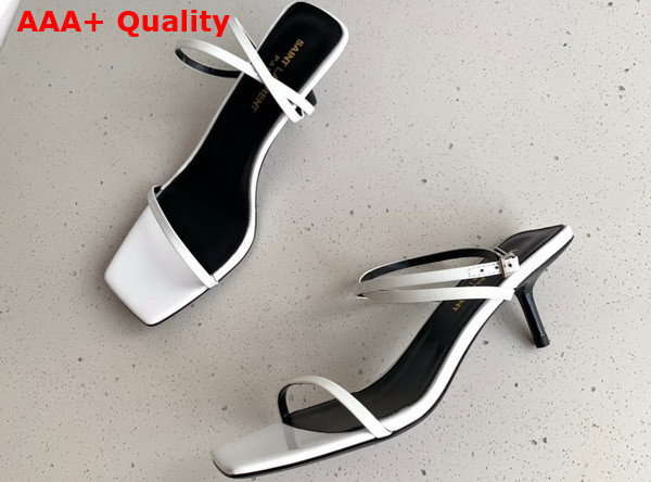 Saint Laurent Low Heel Sandal in White Patent Leather Replica